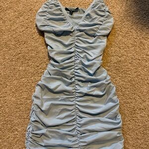 Elegant Blue Ruched Dress
